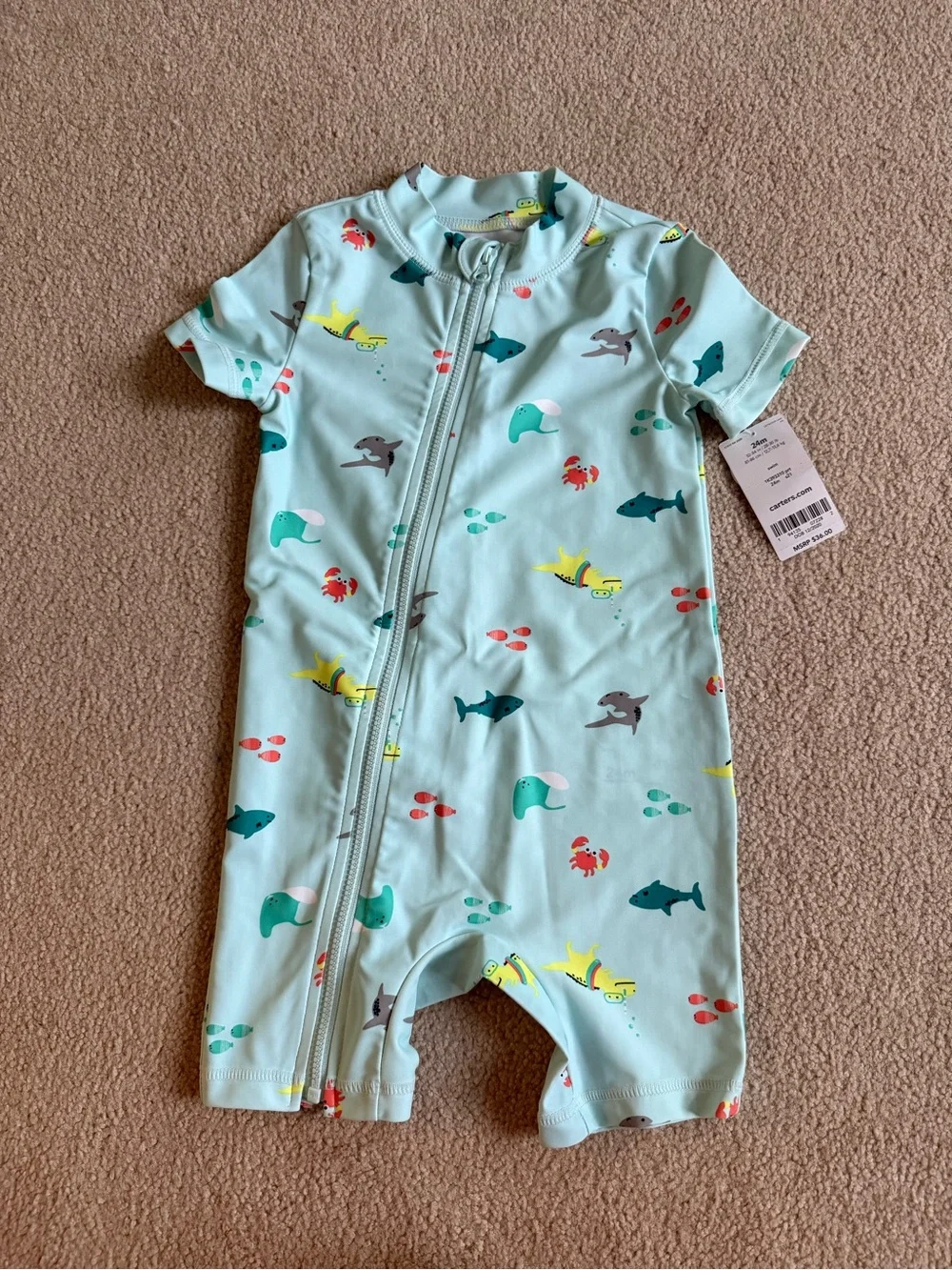 Carter’s Mint Ocean Print Kids One-Piece Swimsuit